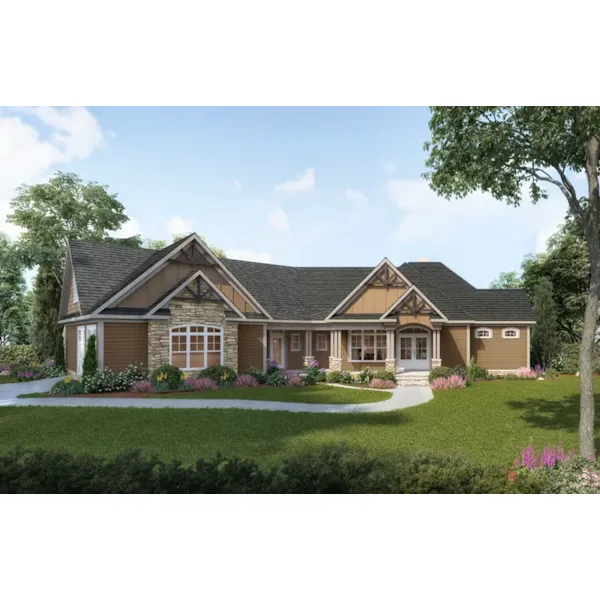 Country House Plan Front of Home - Braden Park Craftsman Home 076D-0297 - Shop House Plans and More