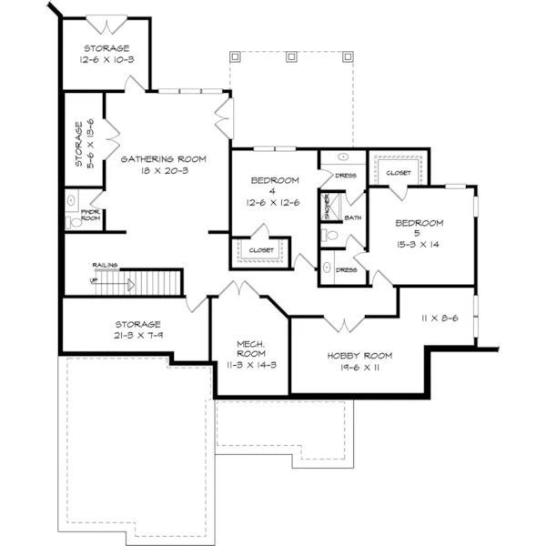 European House Plan Lower Level Floor - Bradenton Hill Craftsman Home 076D-0310 - Shop House Plans and More