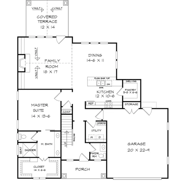 Arts & Crafts House Plan First Floor - 076D-0318 - Shop House Plans and More