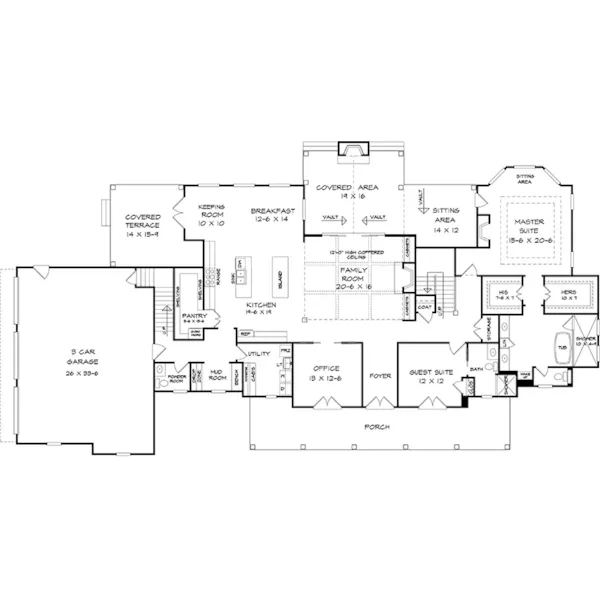 Lowcountry House Plan First Floor - 076D-0320 - Shop House Plans and More