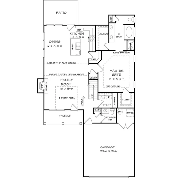 Modern Farmhouse Plan First Floor - McBride Craftsman Home 076D-0324 - Shop House Plans and More