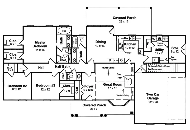 Ranch House Plan First Floor - Brittany Terrace Ranch Home 077D-0003 - Search House Plans and More