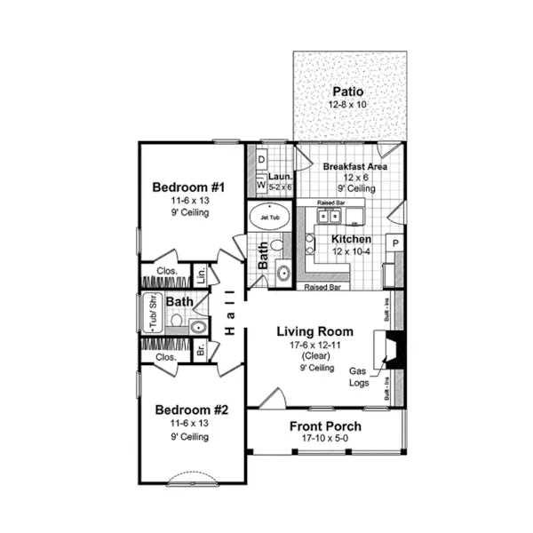 Ranch House Plan First Floor - Hardwick Crossing Narrow Home 077D-0011 - Search House Plans and More