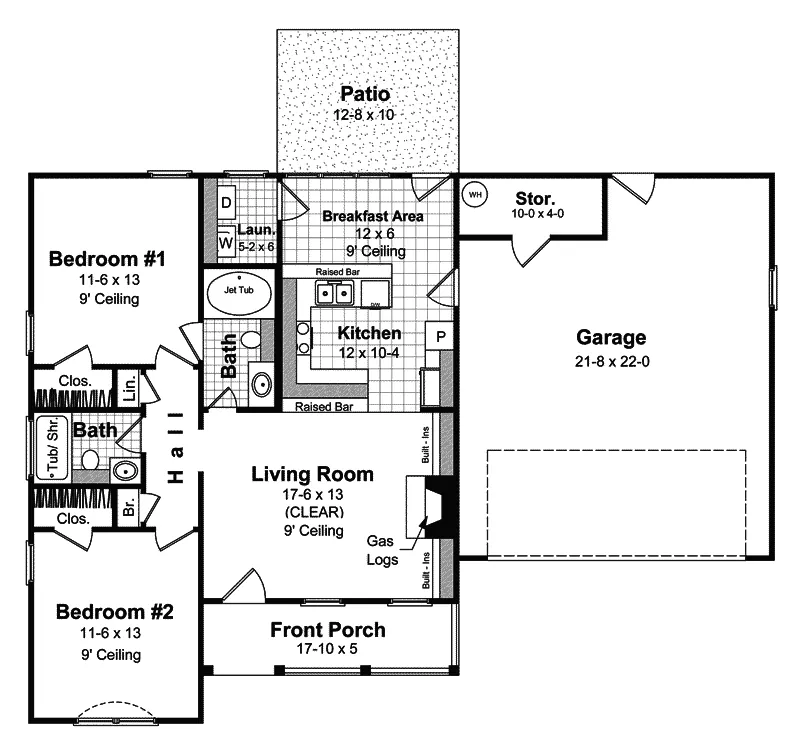 Ranch House Plan First Floor - Summerbrook Country Ranch Home 077D-0013 - Shop House Plans and More