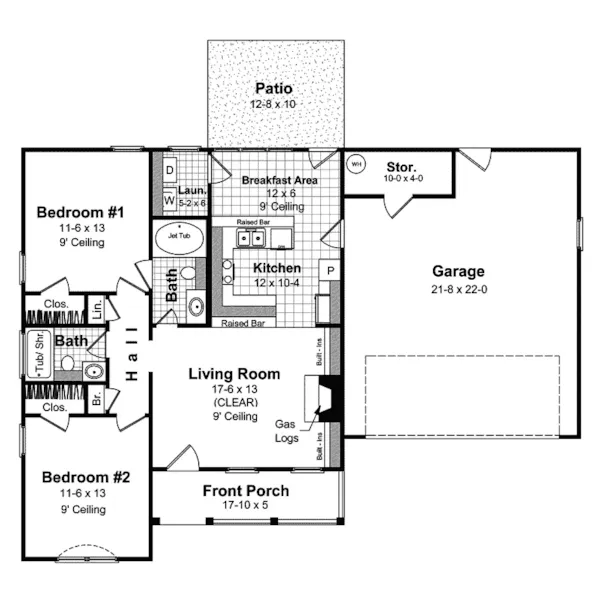 Ranch House Plan First Floor - Summerbrook Country Ranch Home 077D-0013 - Shop House Plans and More