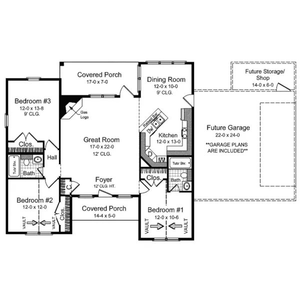 Traditional House Plan First Floor - Bolton Ranch Home 077D-0017 - Search House Plans and More