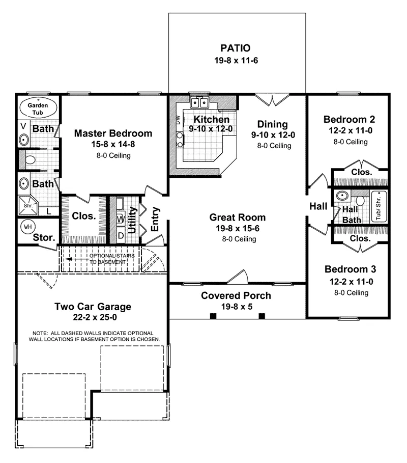 Country House Plan First Floor - Stovall Country Ranch Home 077D-0019 - Shop House Plans and More