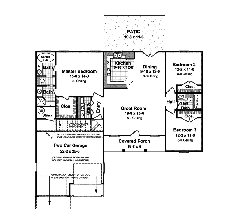 Ranch House Plan First Floor - Pompeii Ranch Style Home 077D-0020 - Shop House Plans and More