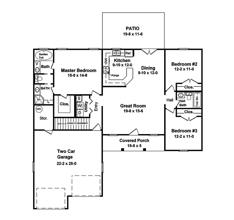 Traditional House Plan Lower Level Floor - Pompeii Ranch Style Home 077D-0020 - Shop House Plans and More