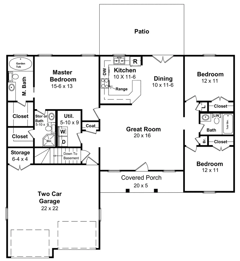 Traditional House Plan Lower Level Floor - Foley Traditional Ranch Home 077D-0022 - Search House Plans and More