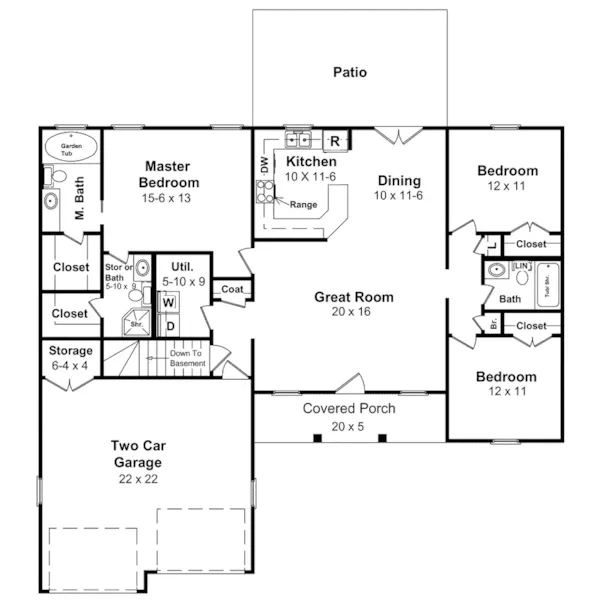 Traditional House Plan Lower Level Floor - Foley Traditional Ranch Home 077D-0022 - Search House Plans and More