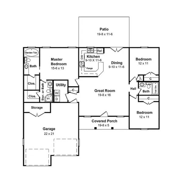 Traditional House Plan First Floor - Farrenburg Traditional Home 077D-0023 - Search House Plans and More