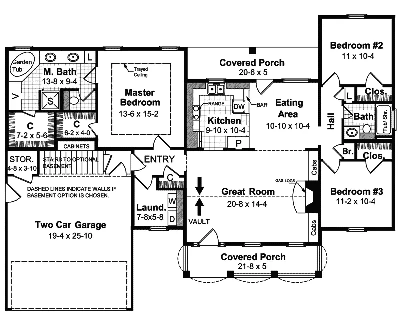 Ranch House Plan First Floor - Morfontaine Traditional Home 077D-0026 - Shop House Plans and More