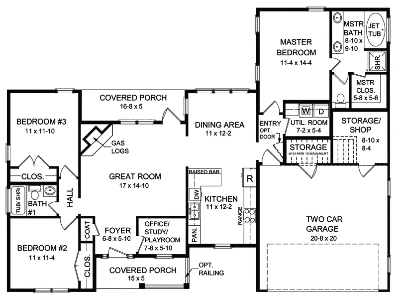 Ranch House Plan First Floor - Foxglove Ranch Home 077D-0027 - Search House Plans and More