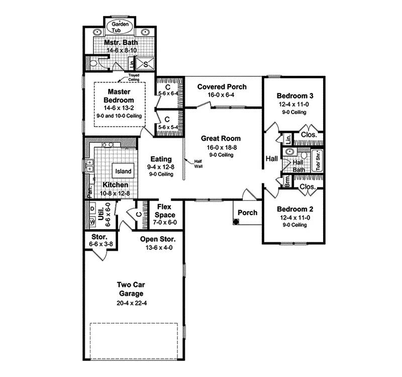 Ranch House Plan First Floor - Deandre Ranch Style Home 077D-0032 - Search House Plans and More