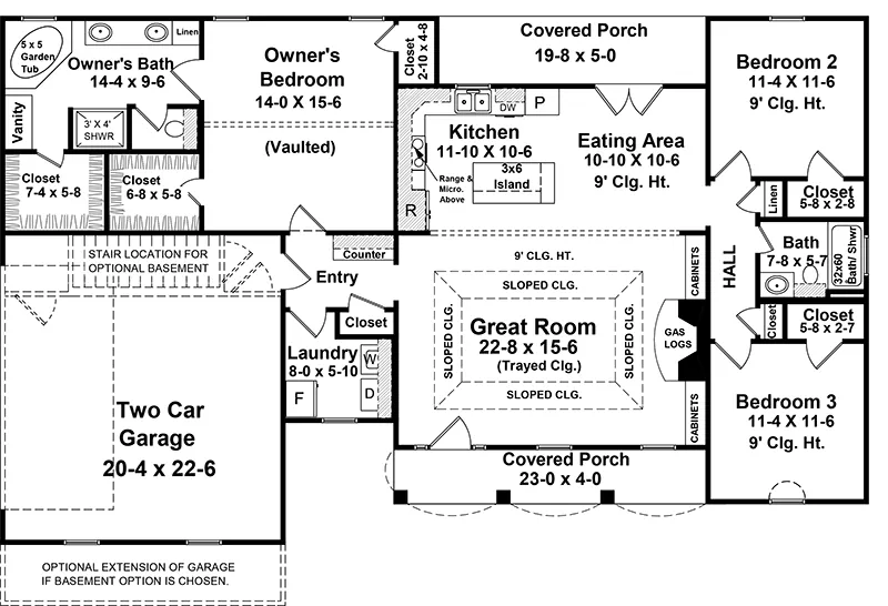 Traditional House Plan First Floor - Downey Ranch Home 077D-0039 - Search House Plans and More