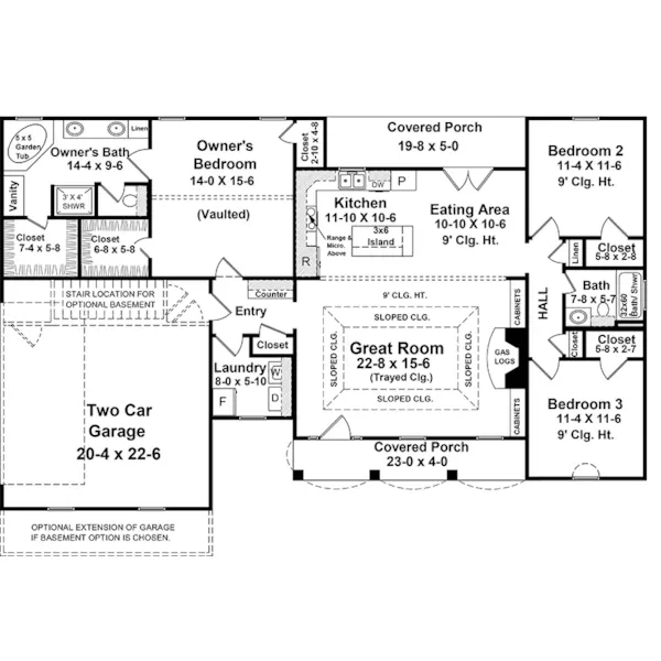 Traditional House Plan First Floor - Downey Ranch Home 077D-0039 - Search House Plans and More