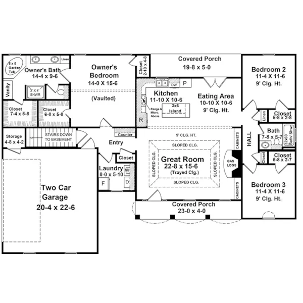 Traditional House Plan Optional Stairs - Downey Ranch Home 077D-0039 - Search House Plans and More