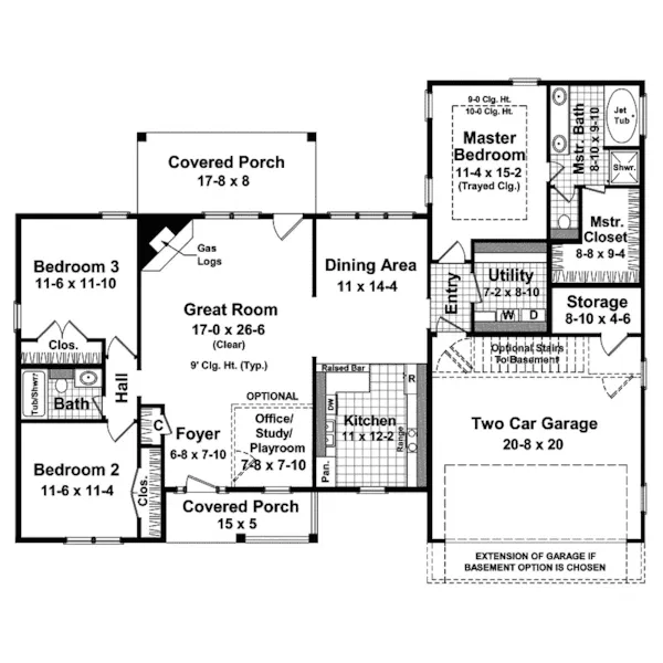 Traditional House Plan First Floor - Gillespie Ranch Home 077D-0040 - Search House Plans and More