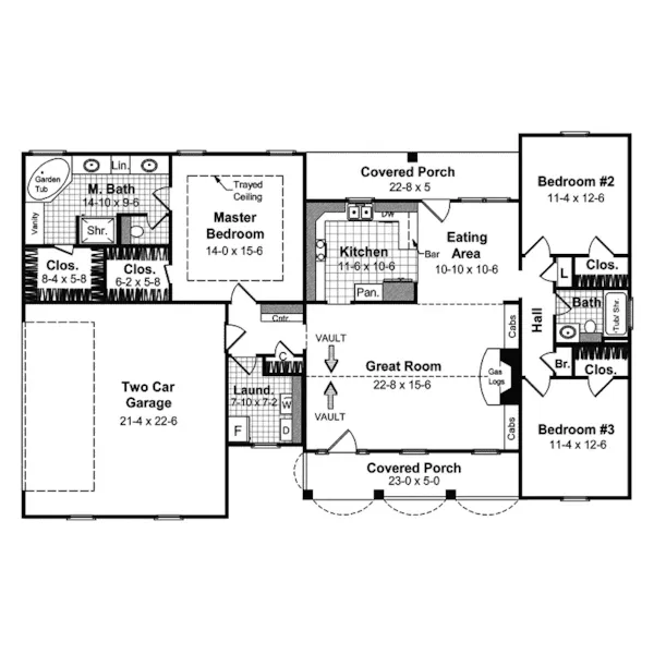 Ranch House Plan First Floor - Brittany Cove Country Home 077D-0041 - Search House Plans and More