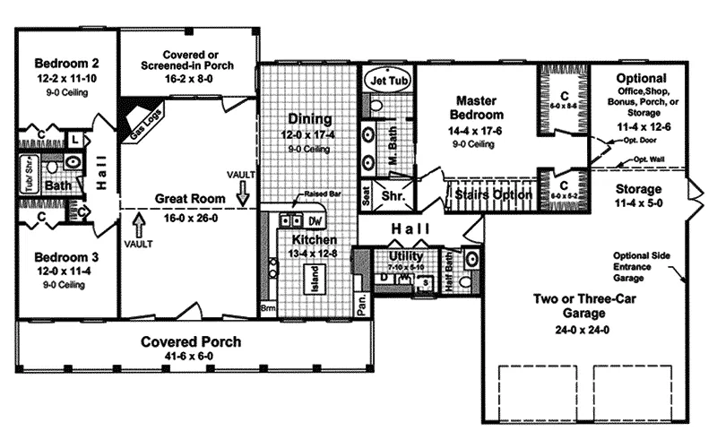 Country House Plan First Floor - Cotillion Country Style Home 077D-0044 - Search House Plans and More