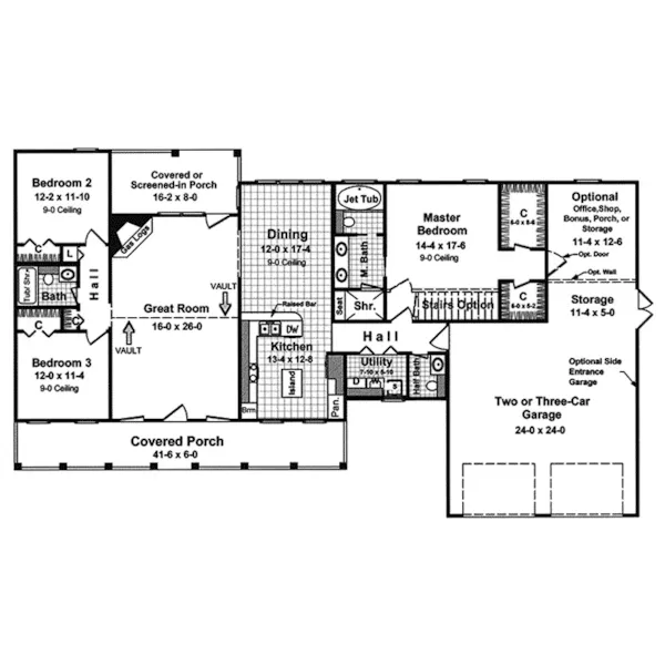 Traditional House Plan First Floor - Cotillion Country Style Home 077D-0044 - Search House Plans and More