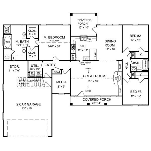 Country House Plan First Floor - Jackson Hill Ranch Home 077D-0048 - Search House Plans and More