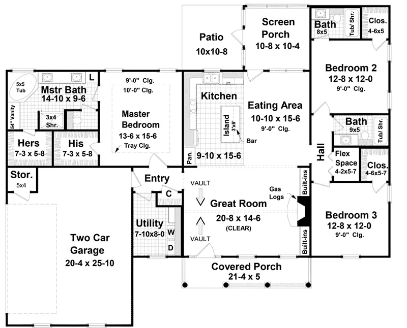 Traditional House Plan First Floor - Weymouth Hill Ranch Home 077D-0050 - Shop House Plans and More