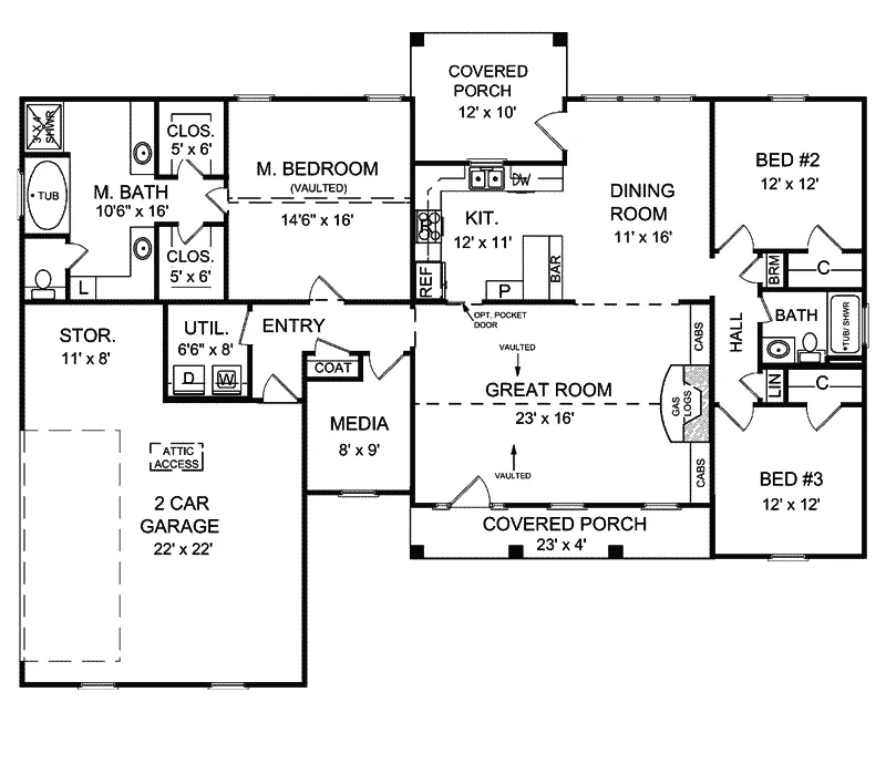 Ranch House Plan First Floor - Fordham Luxury Home 077D-0052 - Search House Plans and More