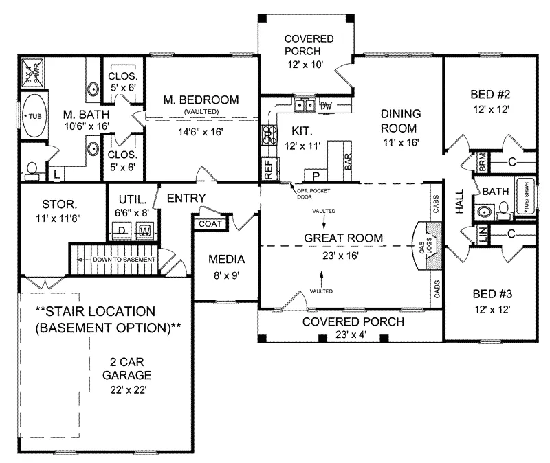 Traditional House Plan Optional Stairs - Fordham Luxury Home 077D-0052 - Search House Plans and More