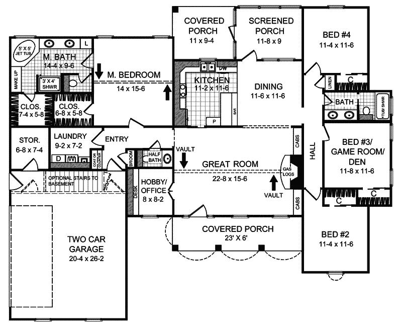Country House Plan First Floor - Dillon Place Ranch Home 077D-0056 - Search House Plans and More