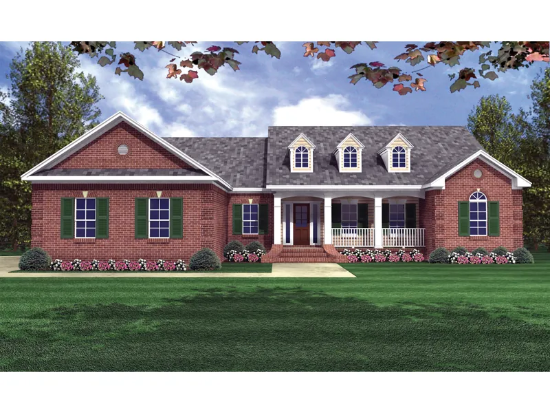 Brick Covered Traditional Ranch With Covered Porch