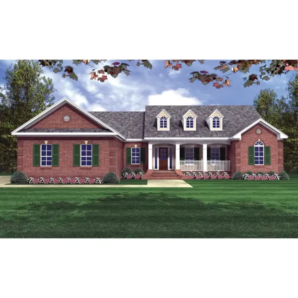 Brick Covered Traditional Ranch With Covered Porch