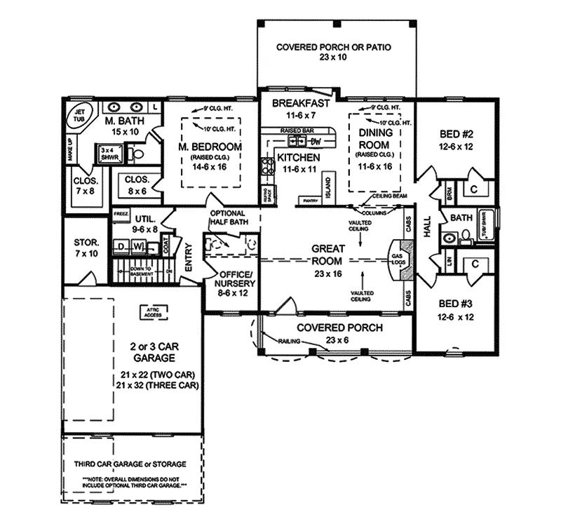 Traditional House Plan First Floor - Rycroft Ranch Home 077D-0058 - Shop House Plans and More