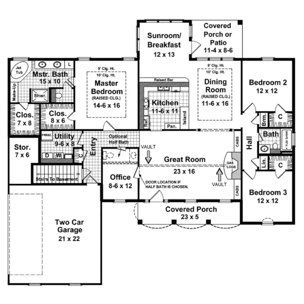 Traditional House Plan First Floor - Comstock Place Country Home 077D-0061 - Search House Plans and More