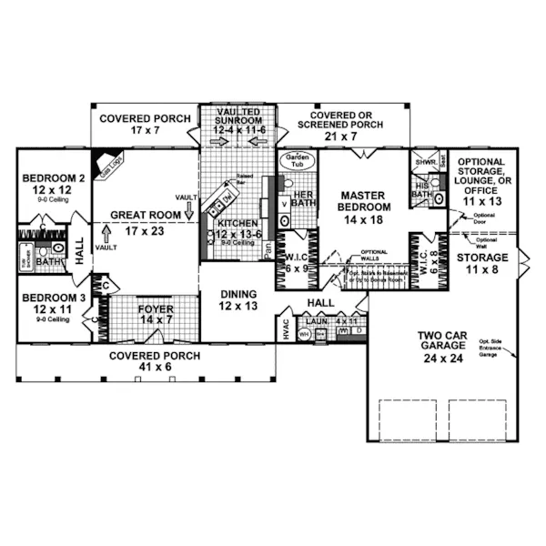 Ranch House Plan First Floor - Honeywell Country Home 077D-0064 - Search House Plans and More