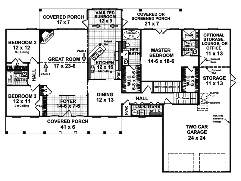 Country House Plan First Floor - Piedmont Park Plantation Home 077D-0065 - Shop House Plans and More