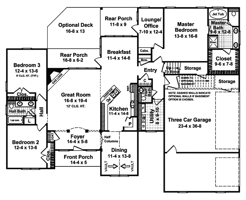 Traditional House Plan First Floor - Wheelerscrest Ranch Home 077D-0067 - Shop House Plans and More