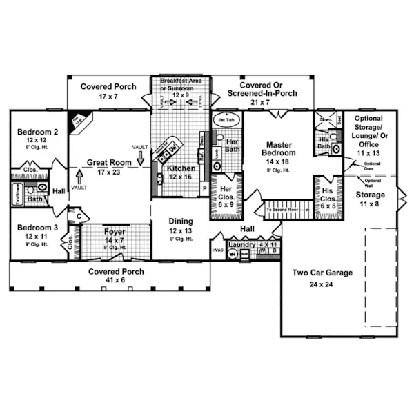 Traditional House Plan First Floor - Evans Terrace Country Home 077D-0070 - Search House Plans and More