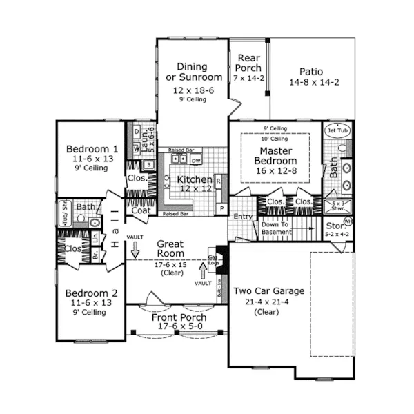 Country House Plan First Floor - Duchamp Ranch Home 077D-0073 - Search House Plans and More