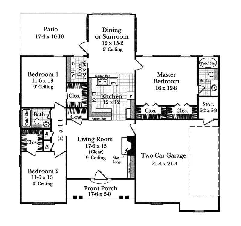 Traditional House Plan First Floor - Rosencrest Traditional Home 077D-0074 - Shop House Plans and More