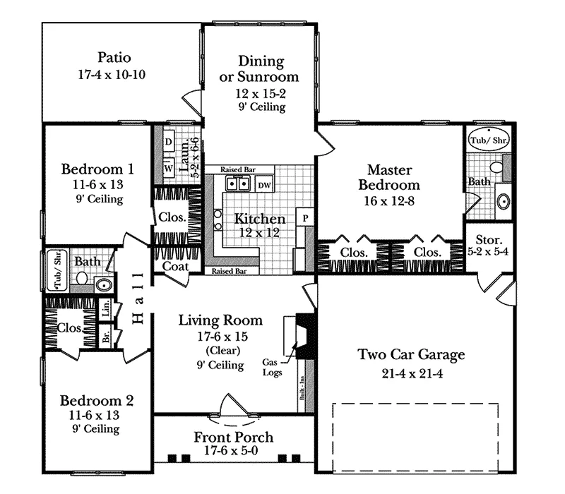 Traditional House Plan First Floor - Ferncrest Ranch Home 077D-0075 - Search House Plans and More