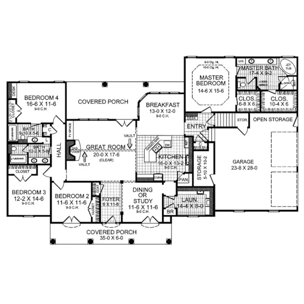 Country House Plan First Floor - Liberty Crossing Southern Home 077D-0076 - Shop House Plans and More