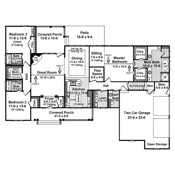 Traditional House Plan First Floor - Port Hannibal Country Home 077D-0077 - Shop House Plans and More