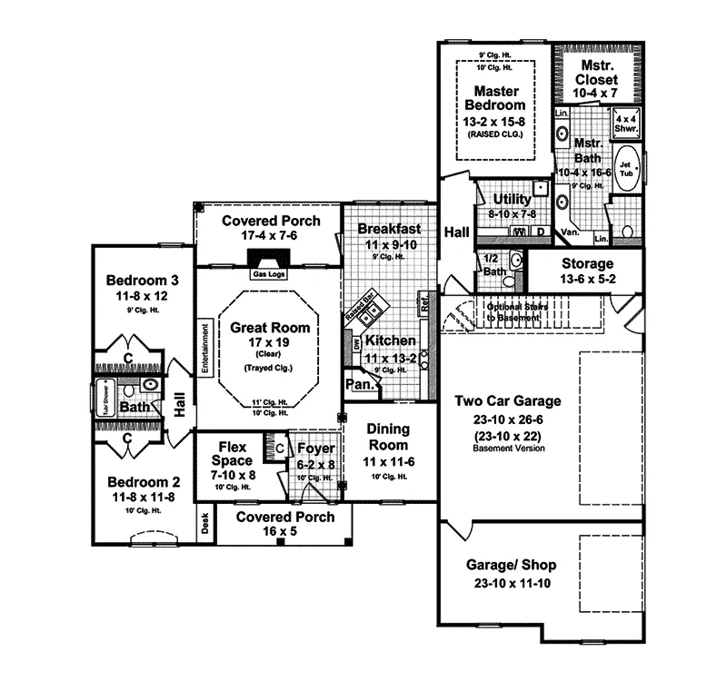 Ranch House Plan First Floor - Arrowhead Ranch Home 077D-0079 - Search House Plans and More