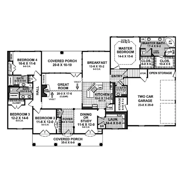 Traditional House Plan First Floor - Malachy Country Home 077D-0083 - Shop House Plans and More