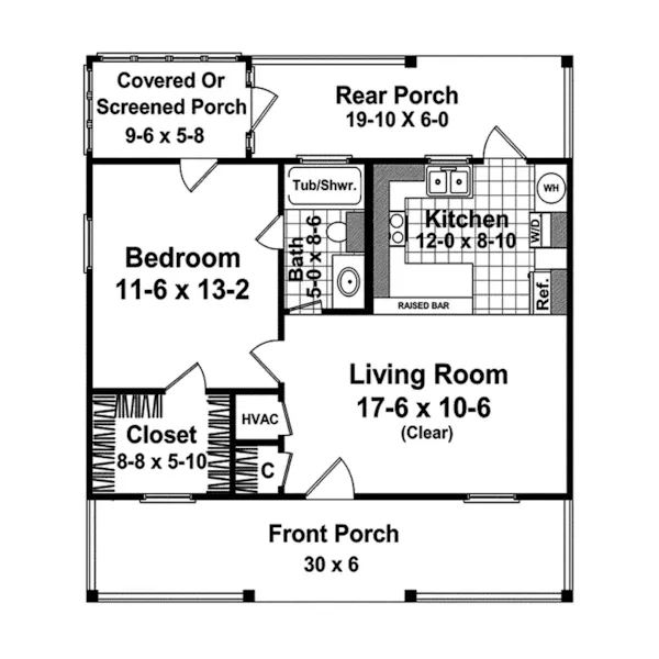 Ranch House Plan First Floor - Edgelake Cabin Cottage Home 077D-0086 - Search House Plans and More