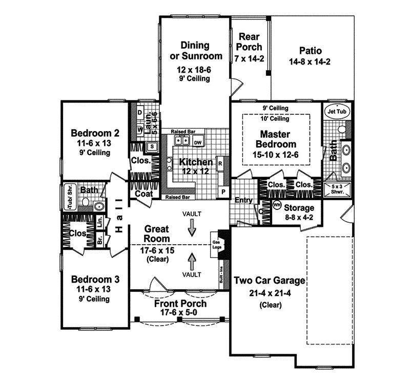 Country House Plan First Floor - Harpersville Country Home 077D-0092 - Search House Plans and More