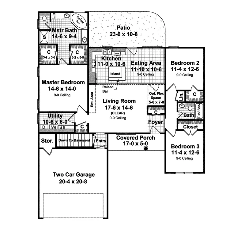 Traditional House Plan First Floor - Shirewood Ranch Home 077D-0093 - Shop House Plans and More