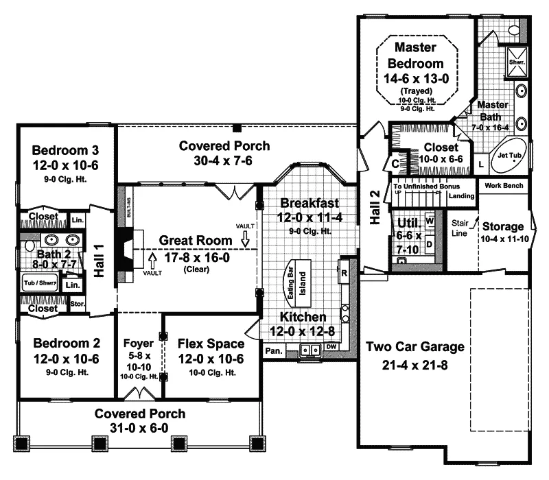 Ranch House Plan First Floor - Haddonfield Country Home 077D-0097 - Search House Plans and More